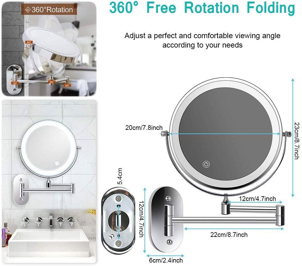 7x Magnification Double-Sided Wall-Mounted Makeup Mirror