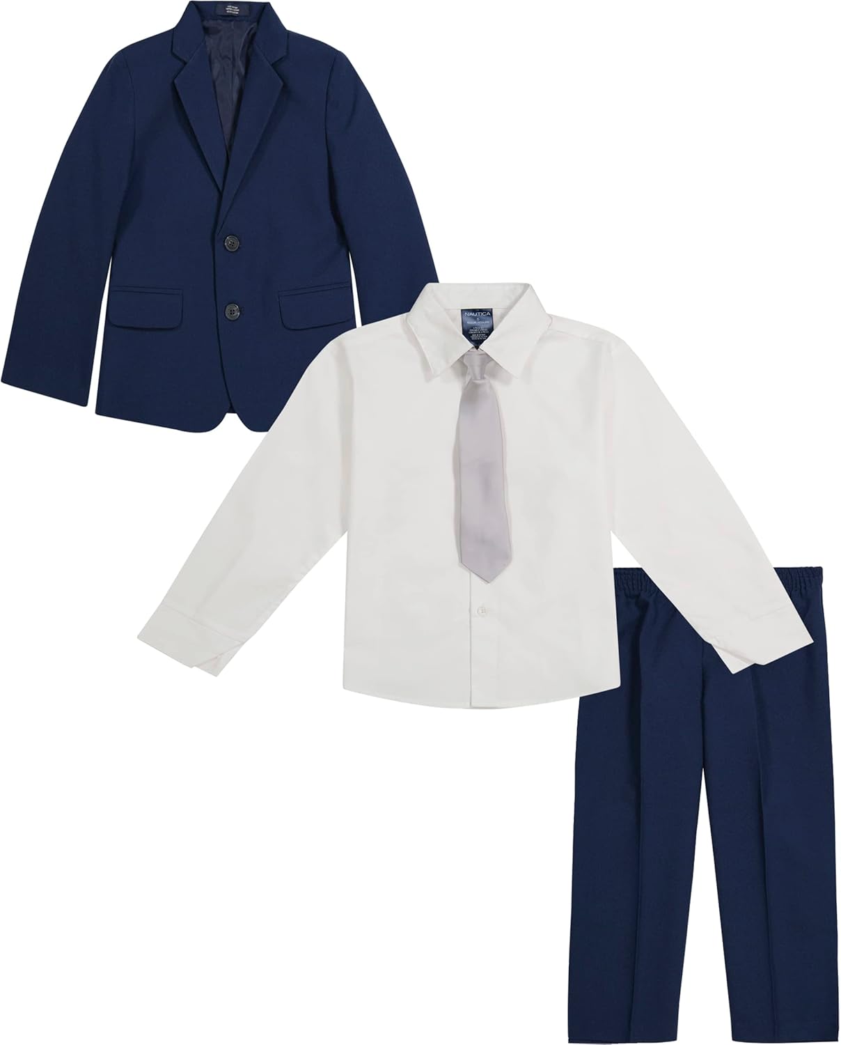 Nautica Boys 4-Piece Tuxedo Set with Dress Shirt Bow Tie Jacket Pants
