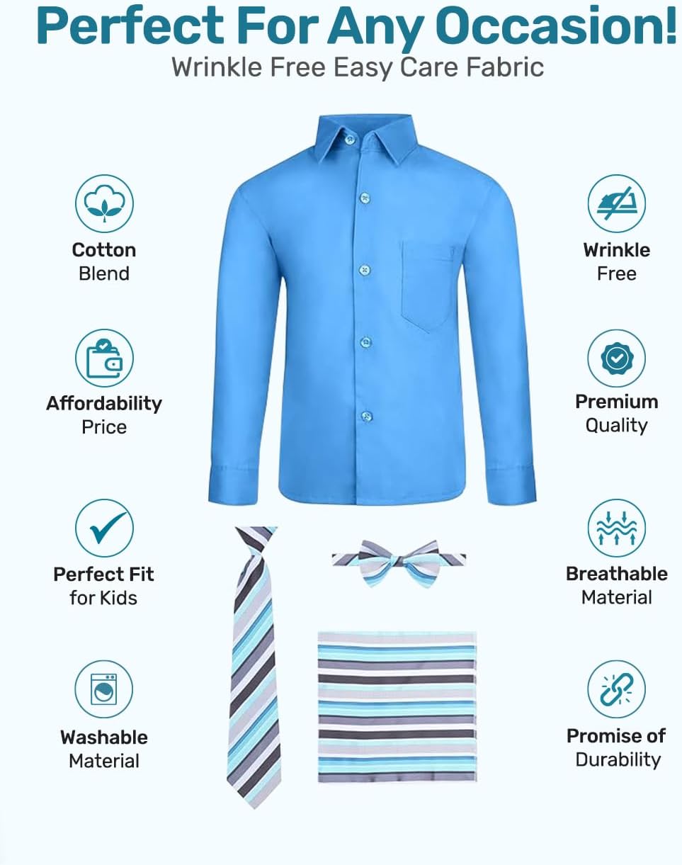 S H Churchill Co Boys 4 Piece Dress Shirt Set