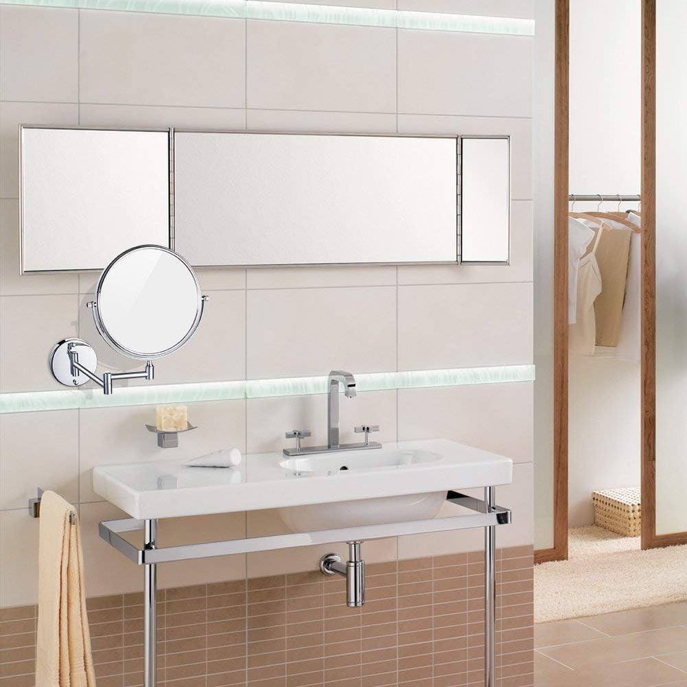 3X Magnifying Wall-Mounted Makeup Mirror Adjustable 360 Titanium 8-inch