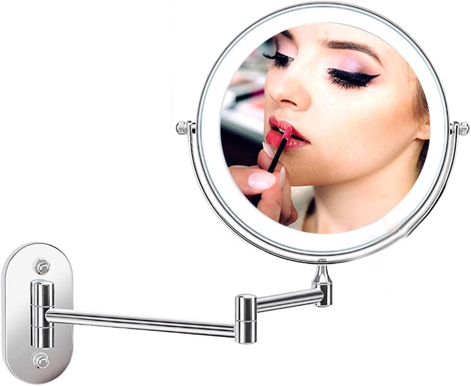 LCARY 360-Degree Rotating Wall-Mounted Makeup Mirror