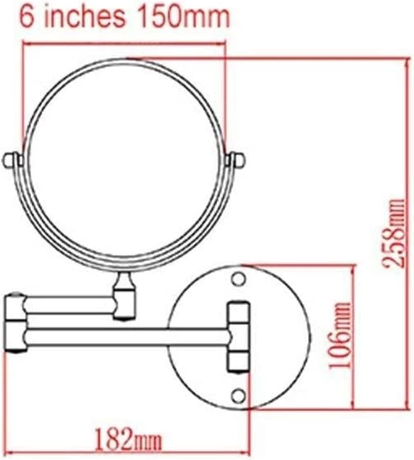 FUDGIO 6-inch Wall-Mounted Makeup Mirror Mask