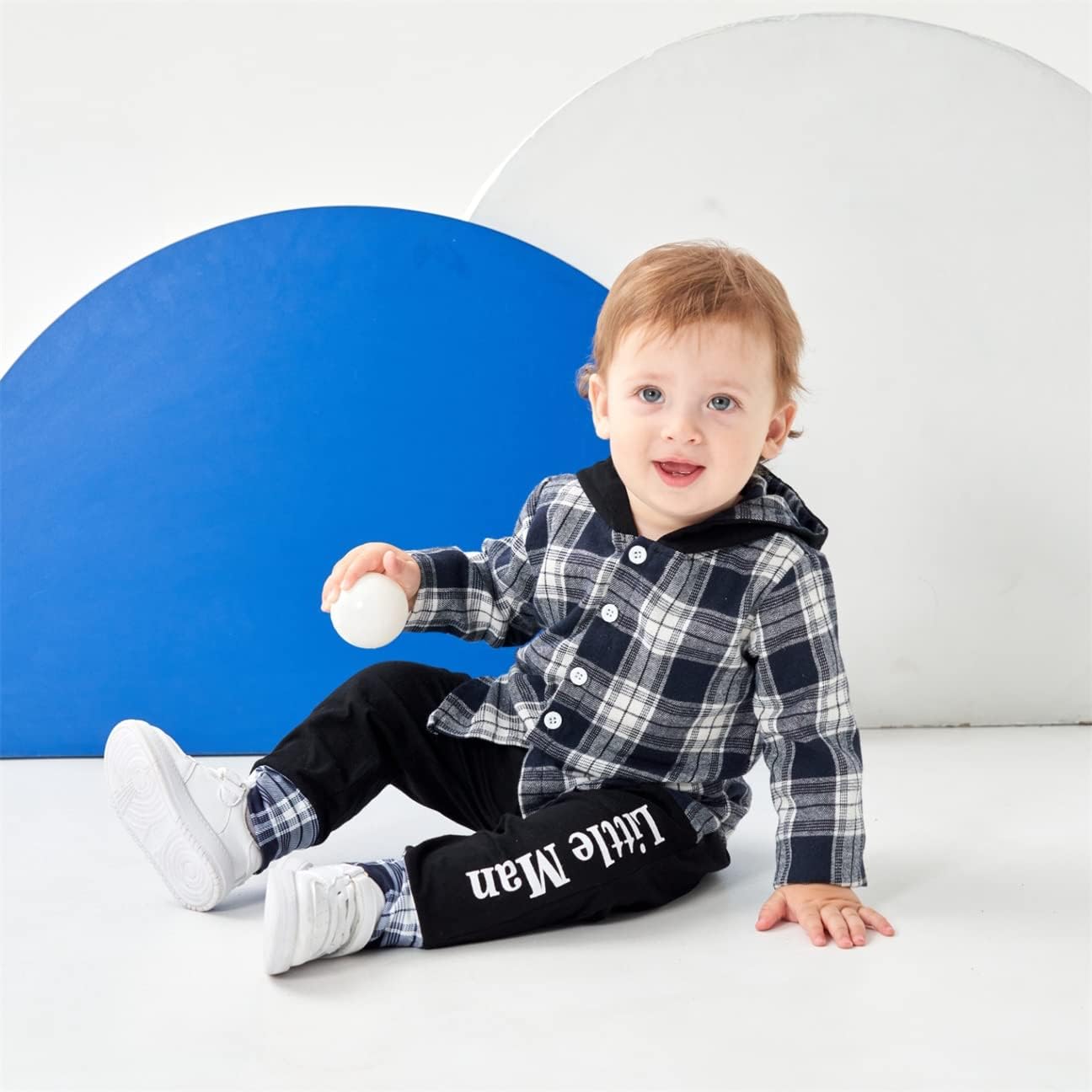 Toddler Boy Plaid Hoodie Sweatpants Set