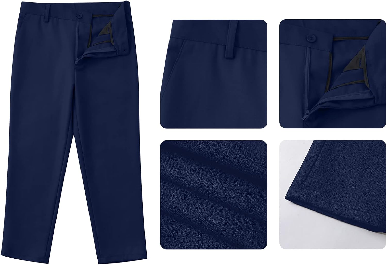 DOISPON Boys Slim Fit 4-Piece Formal Suit Set for Kids