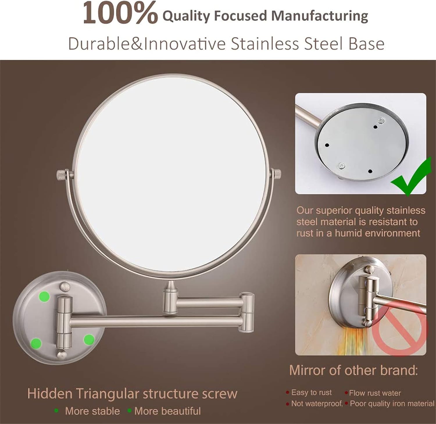 Noce Adjustable Double-Sided Makeup Mirror
