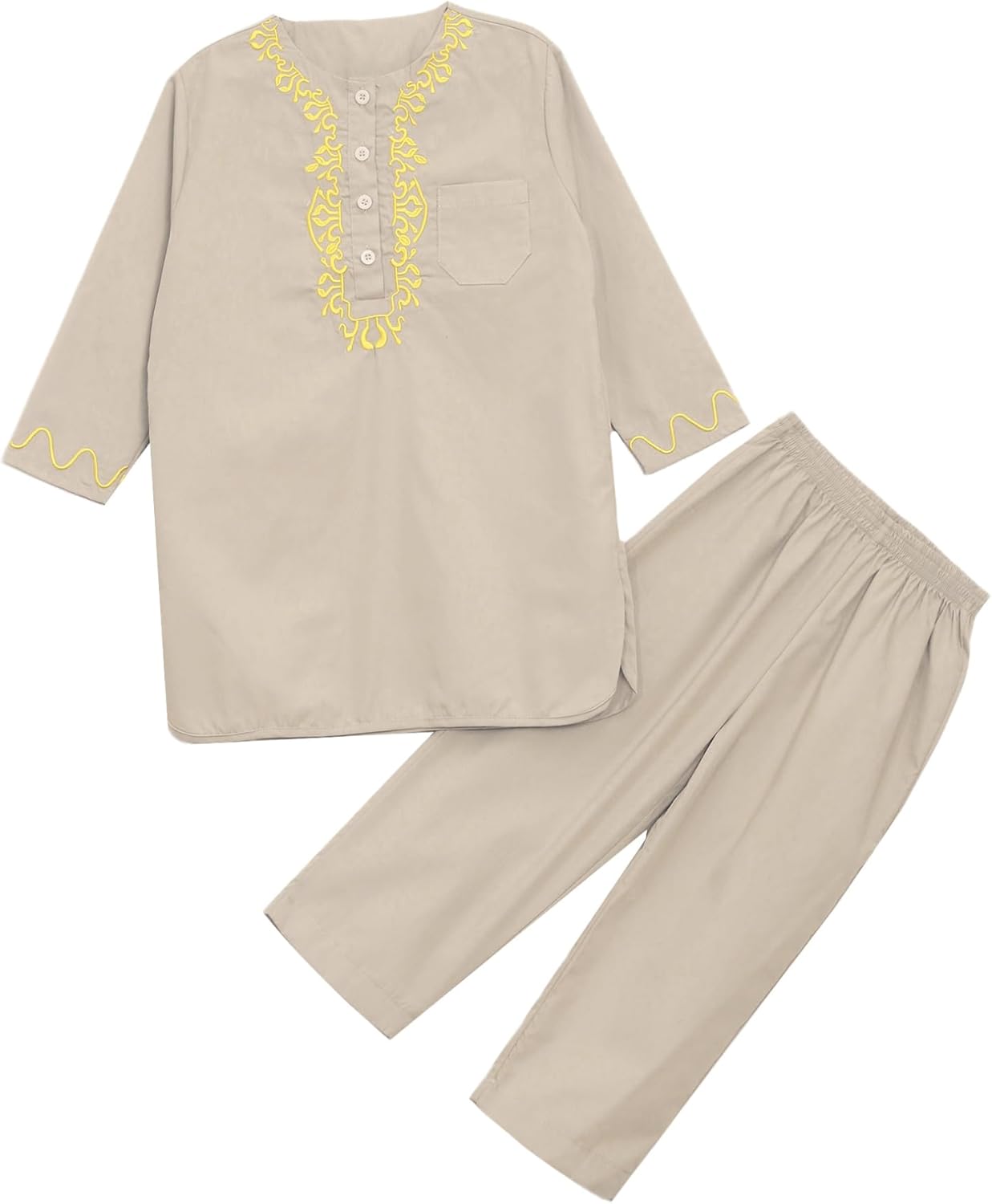 Boys Kaftan Set with Embroidered Top and Pants for Middle East Wear