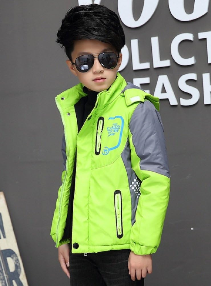 Vinmin Boys Thick Fleece Hooded Jacket Warm Quilted Coat