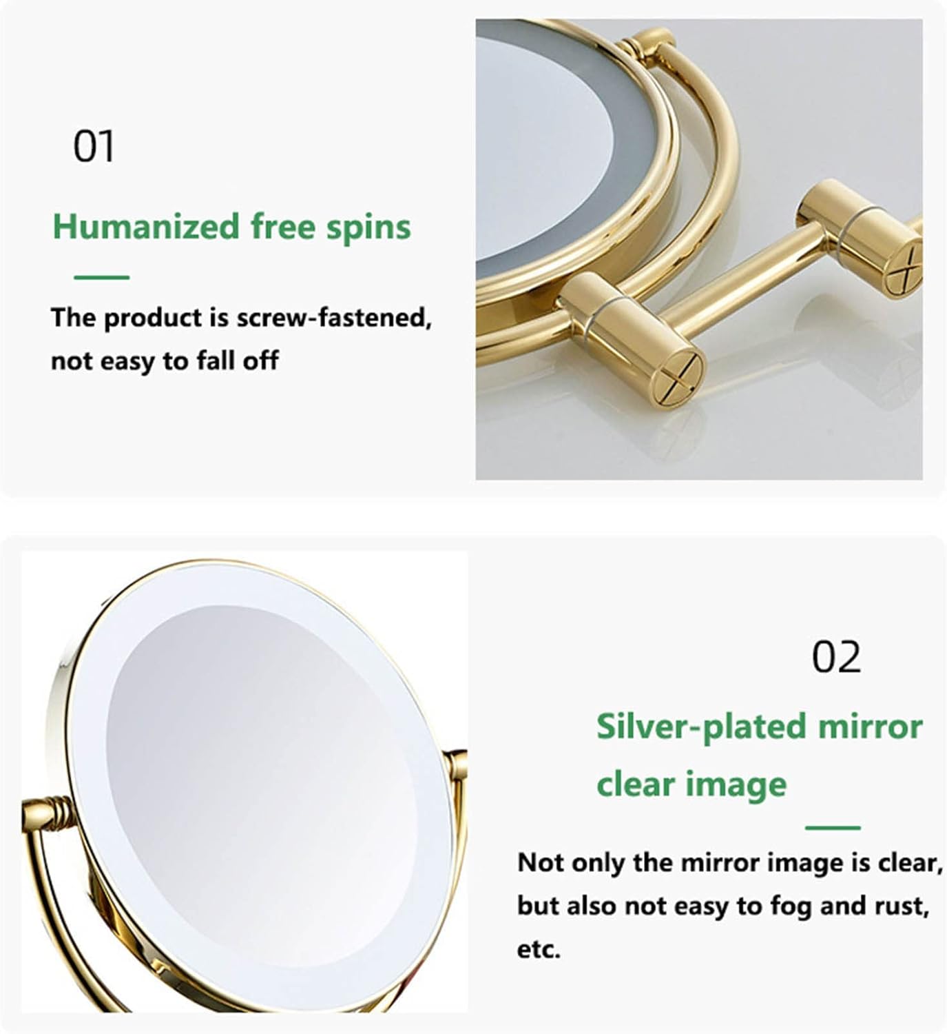 Lighted Makeup Mirror Wall Mounted with 3X Magnification