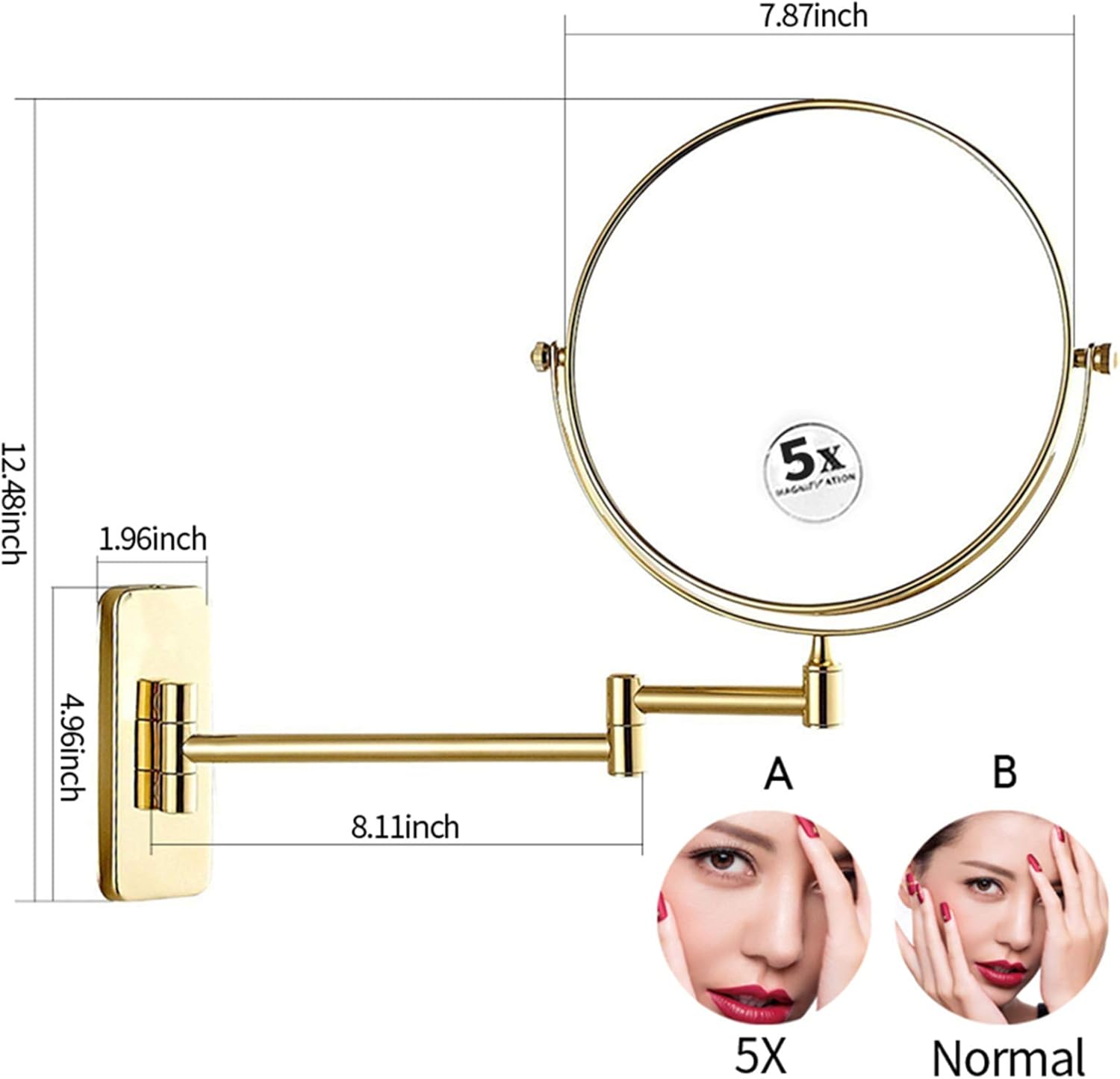 NOVOCE Makeup Mirror 8 Inch Adjustable 3X Foldable Wall Mount