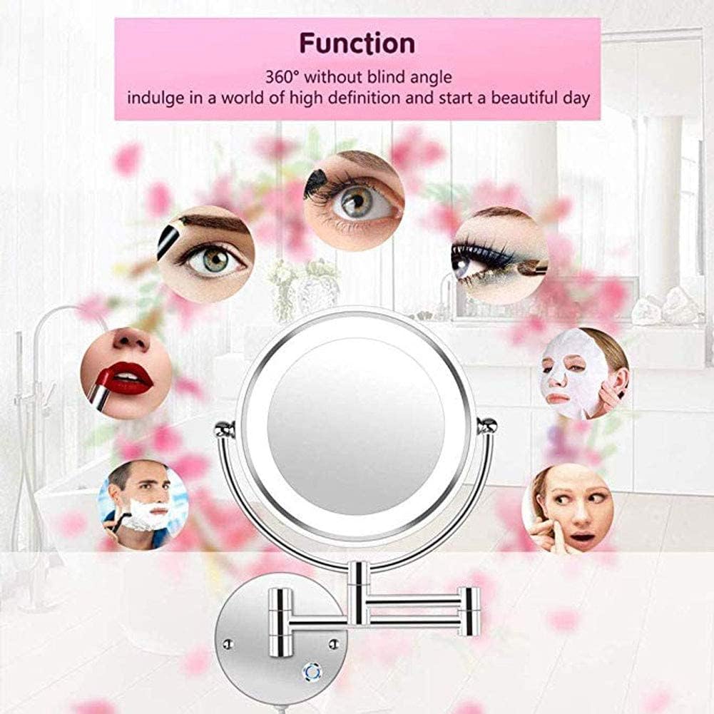 FUDGIO LED Wall Mounted Makeup Mirror 3X Magnification