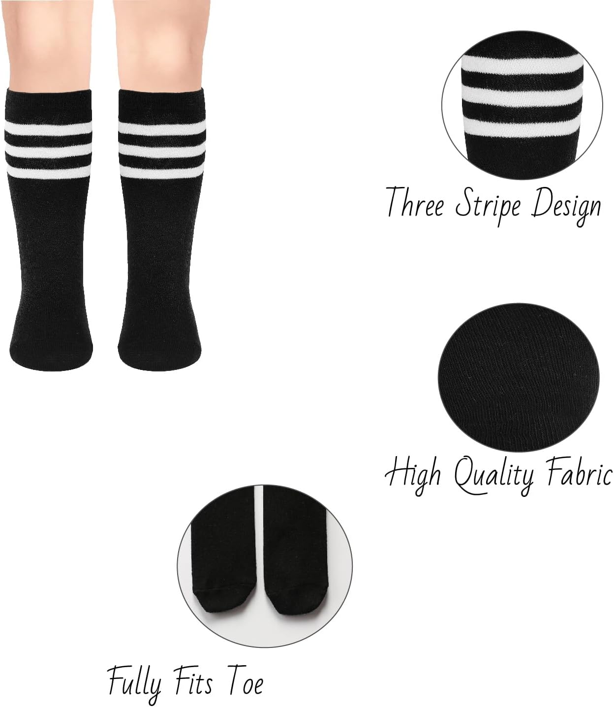 Smart Durable soccer socks for Kids Easy-Fit 5 Pairs Ages 3