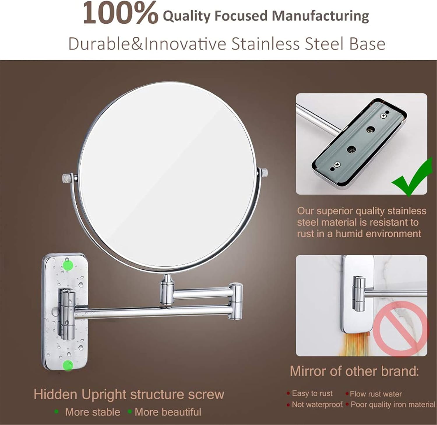 Double-Sided Makeup Mirror with 360-Degree Swivel