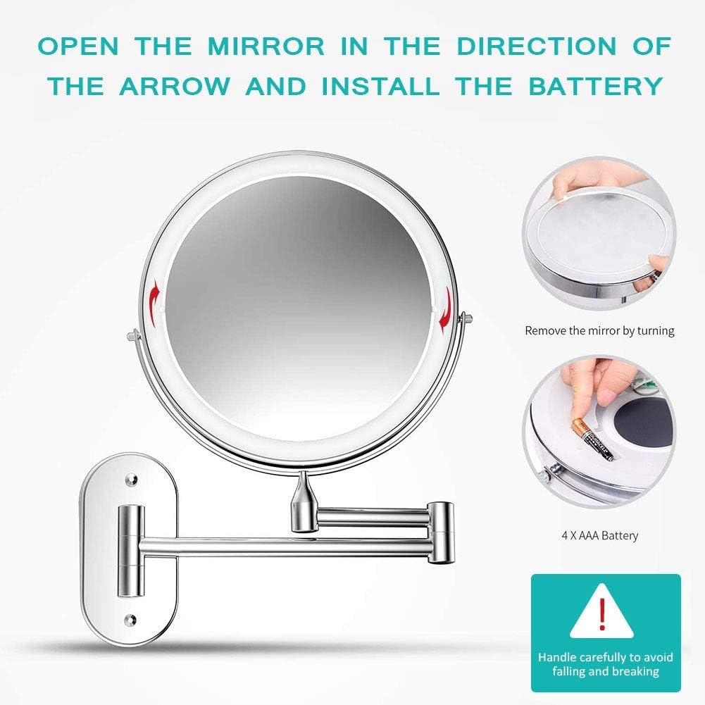 7x Magnification Double-Sided Wall-Mounted Makeup Mirror