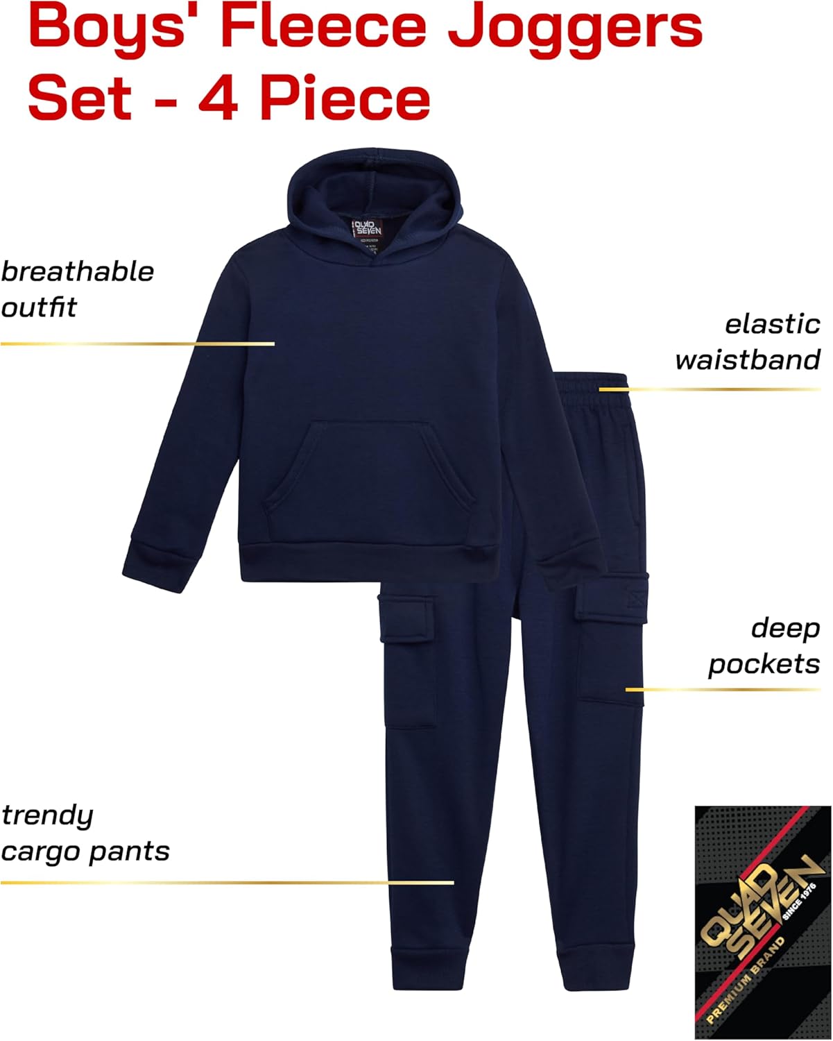 Quad Seven Boys Jogger Set 4 Piece Cozy Fleece