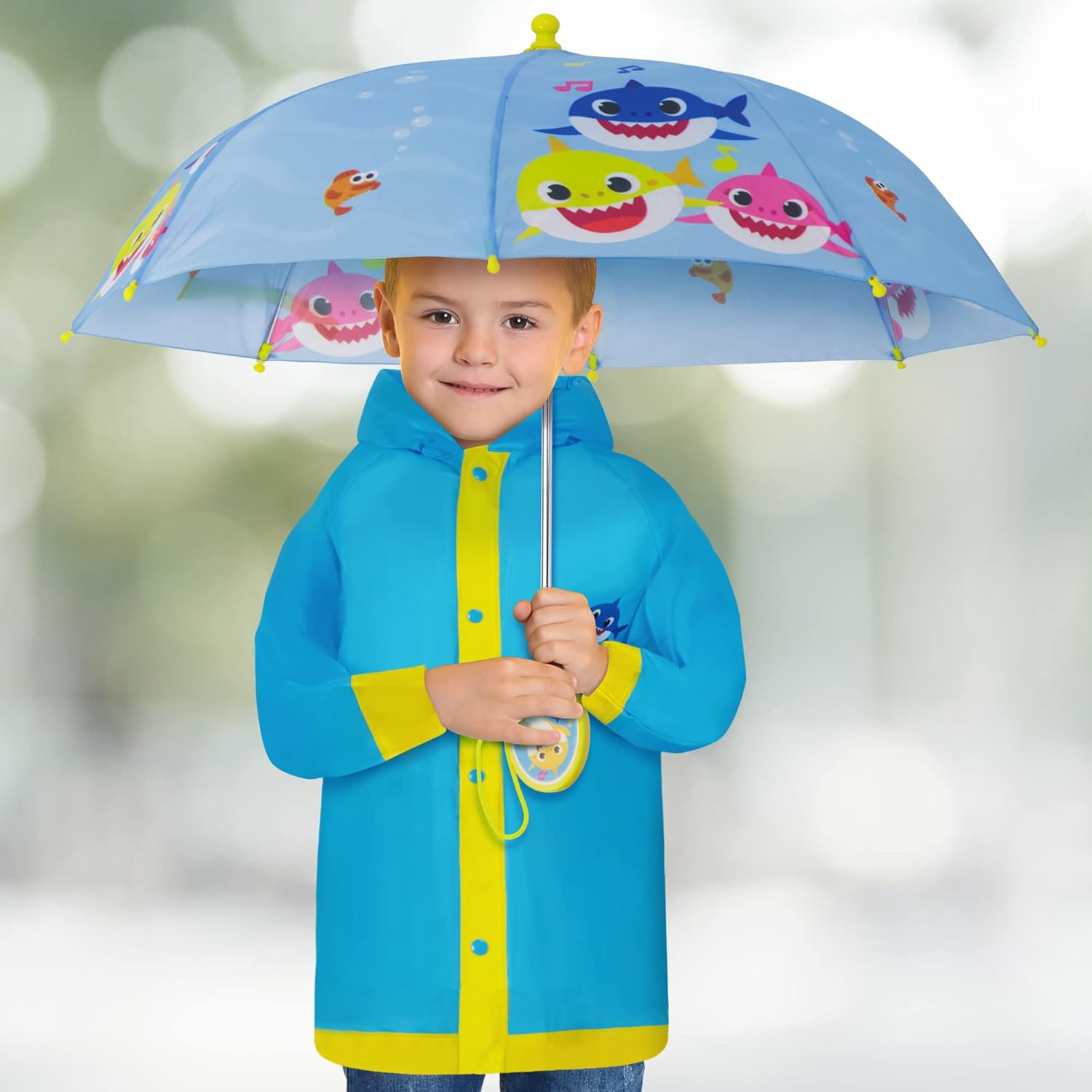 Nickelodeon Boys Umbrella Poncho Set Baby Shark Toddler Rain Protection