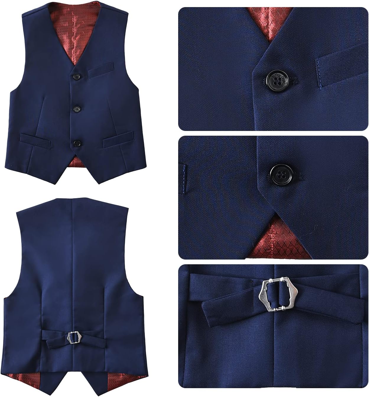 DOISPON Boys Slim Fit 4-Piece Formal Suit Set for Kids