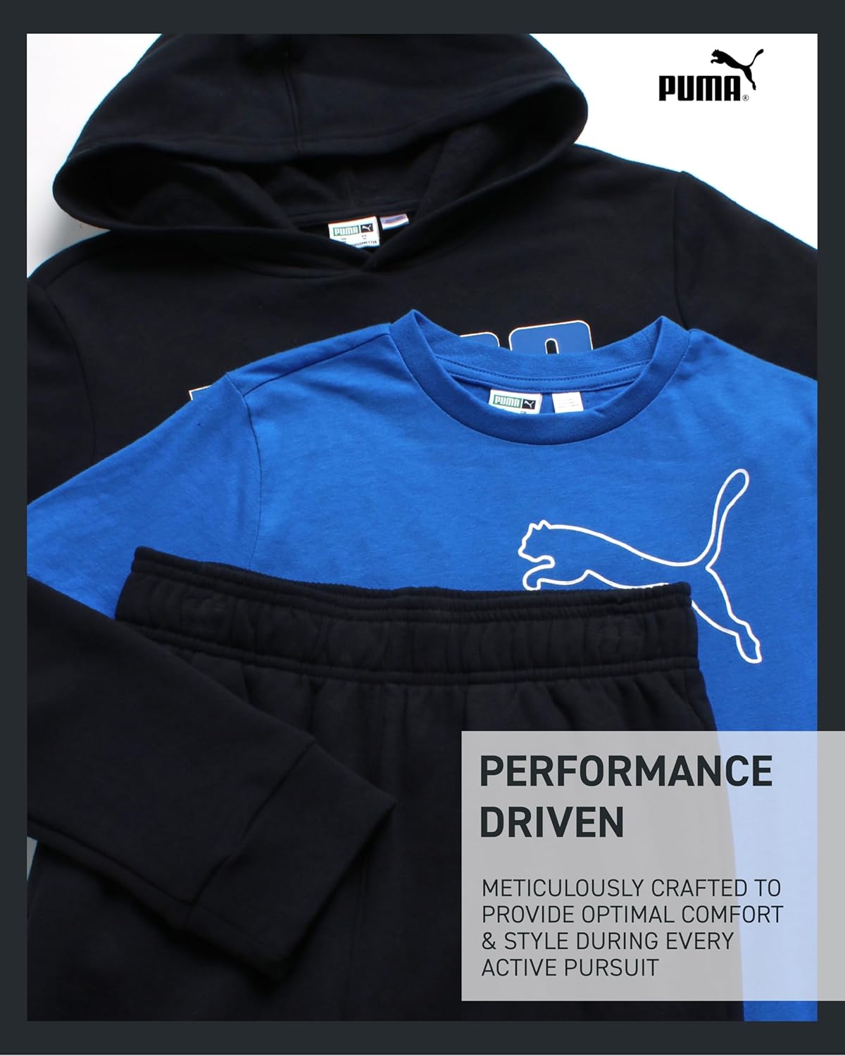 PUMA Boys 3-Piece Jogger Set - Soft Fleece Activewear