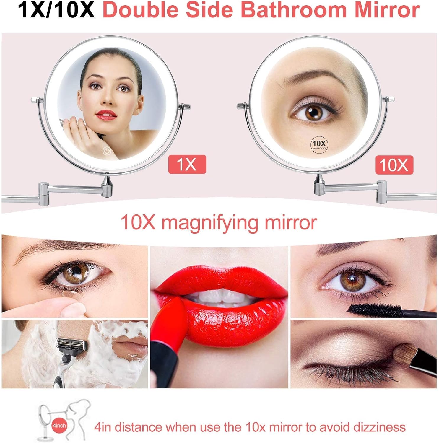 1 Set Crystal Hair Comb and Makeup Mirror Kit