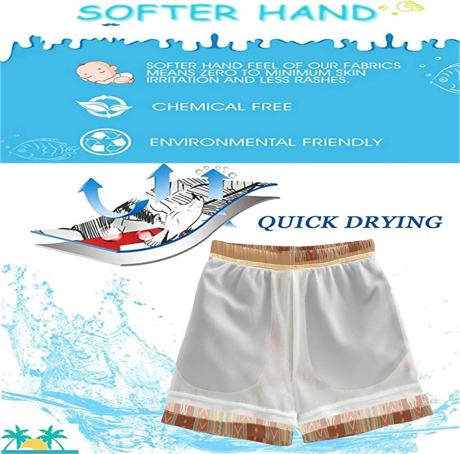 visesunny Funny Boys Swim Trunks Quick Dry Kids Bathing Suits Toddler Boy Swimsuit