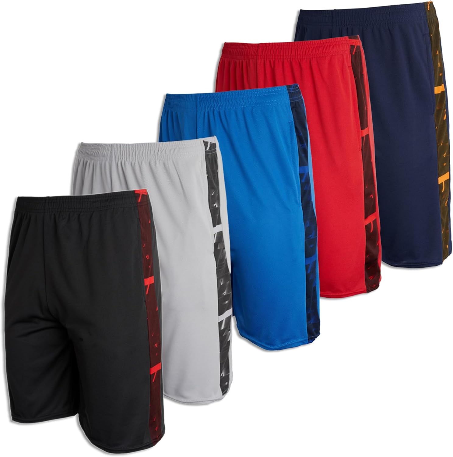5-Pack Boys Active Basketball Shorts Set with Pockets