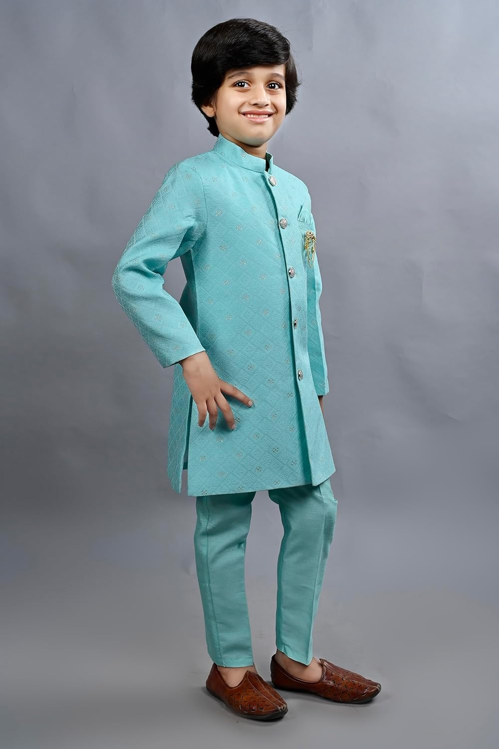 Perfect for Boys Luxurious Silk Blend Set Ethnic Modern Style