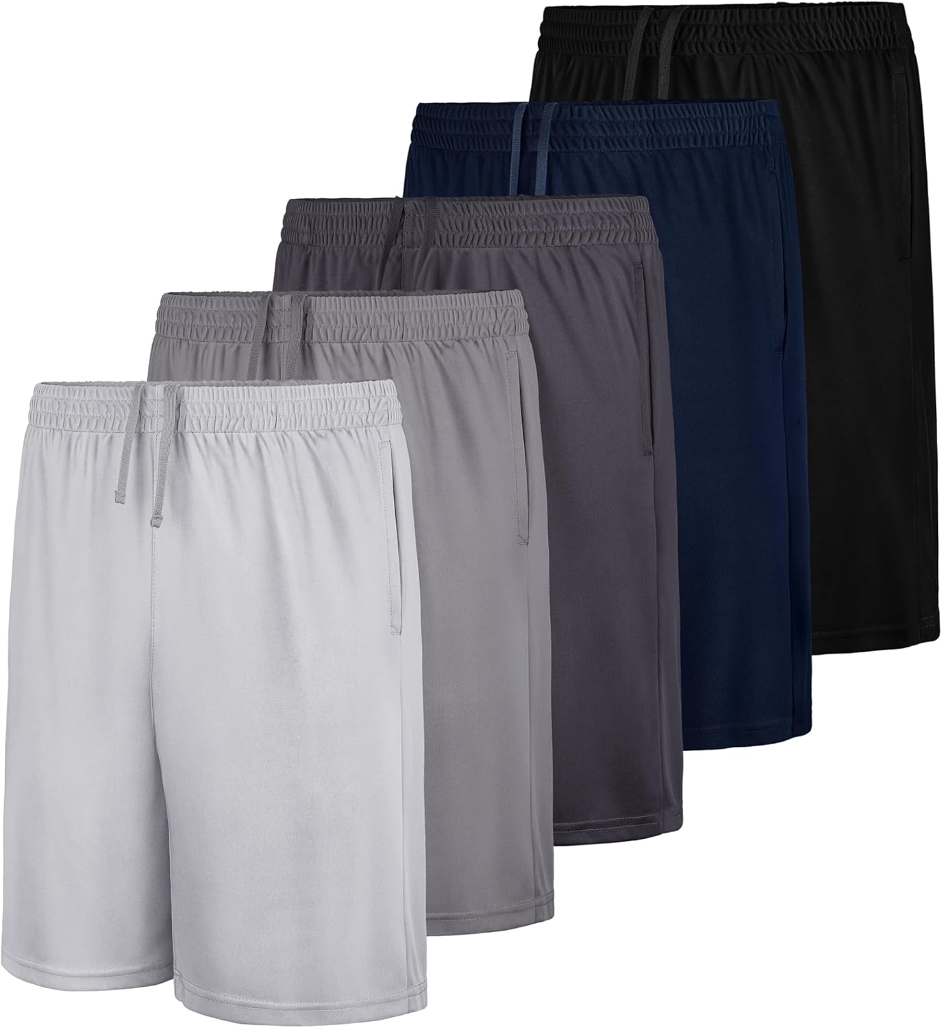 Sturdy 5-Pack Boys Shorts with Pockets Dry Fit Arch Support