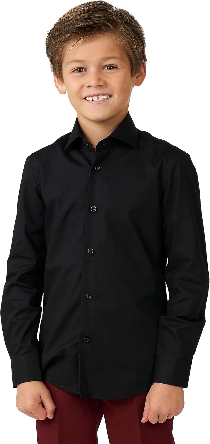 Slim Fit Boys Button-Up Shirt Black Slim Fit