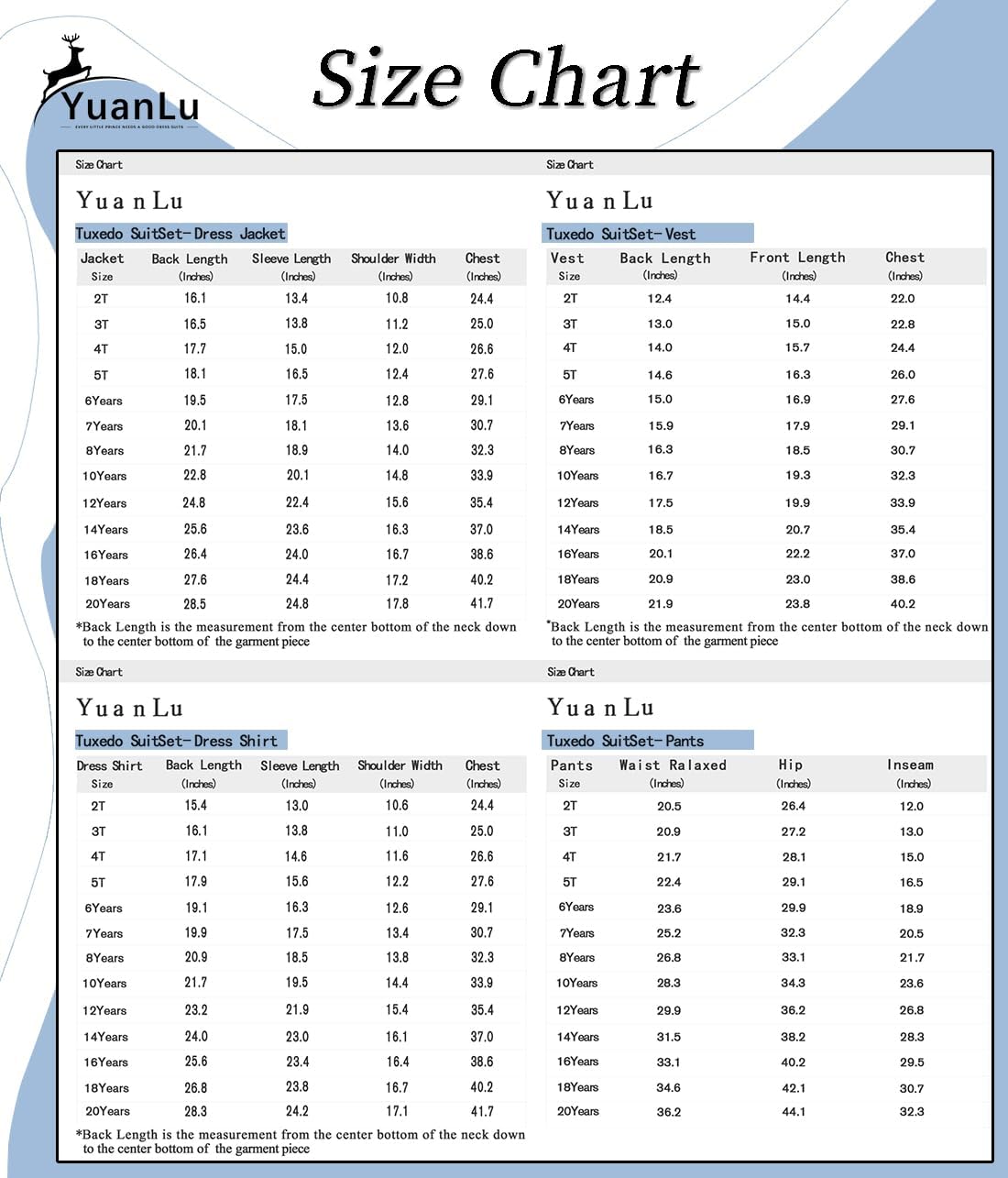 YuanLu Boys Suit Formal Wedding Ring Bearer Outfit 5 Piece Slim Fit