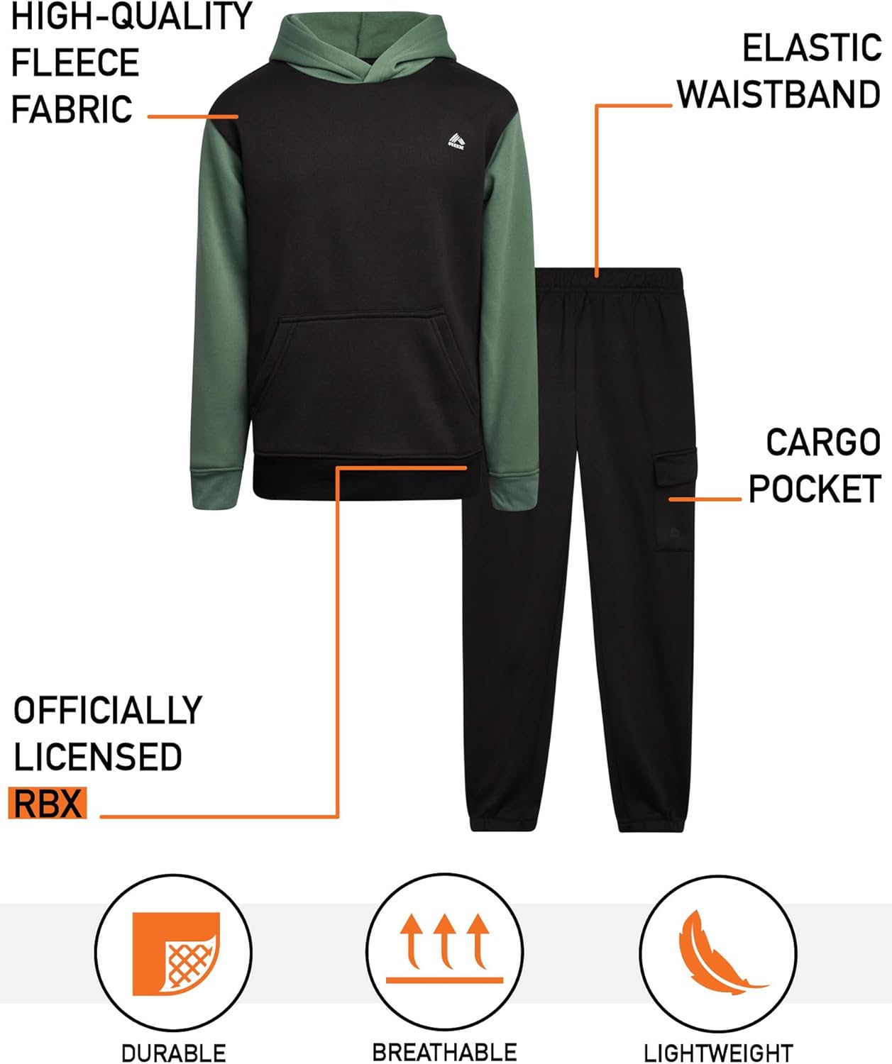RBX Boys Fleece Jogger Set - Comfortable Stylish Set for Kids