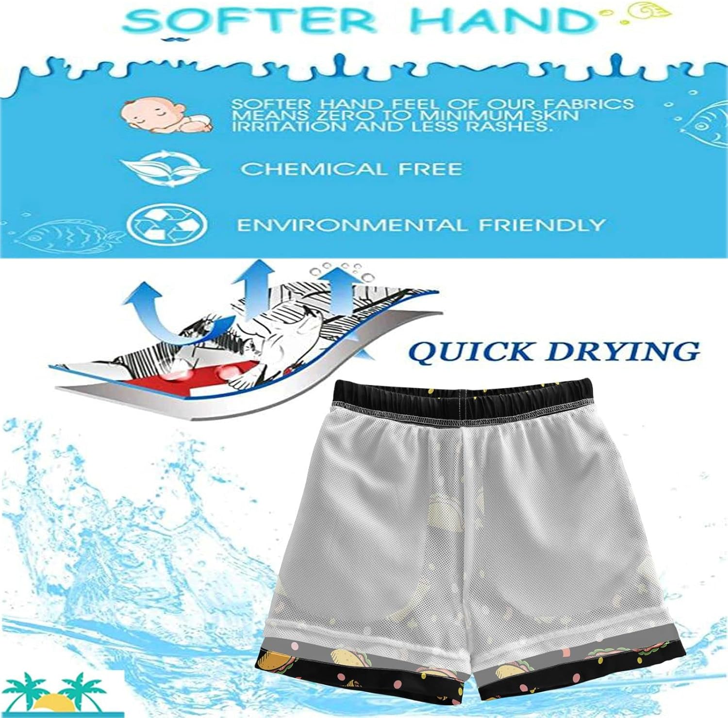 visesunny summer boys beach shorts