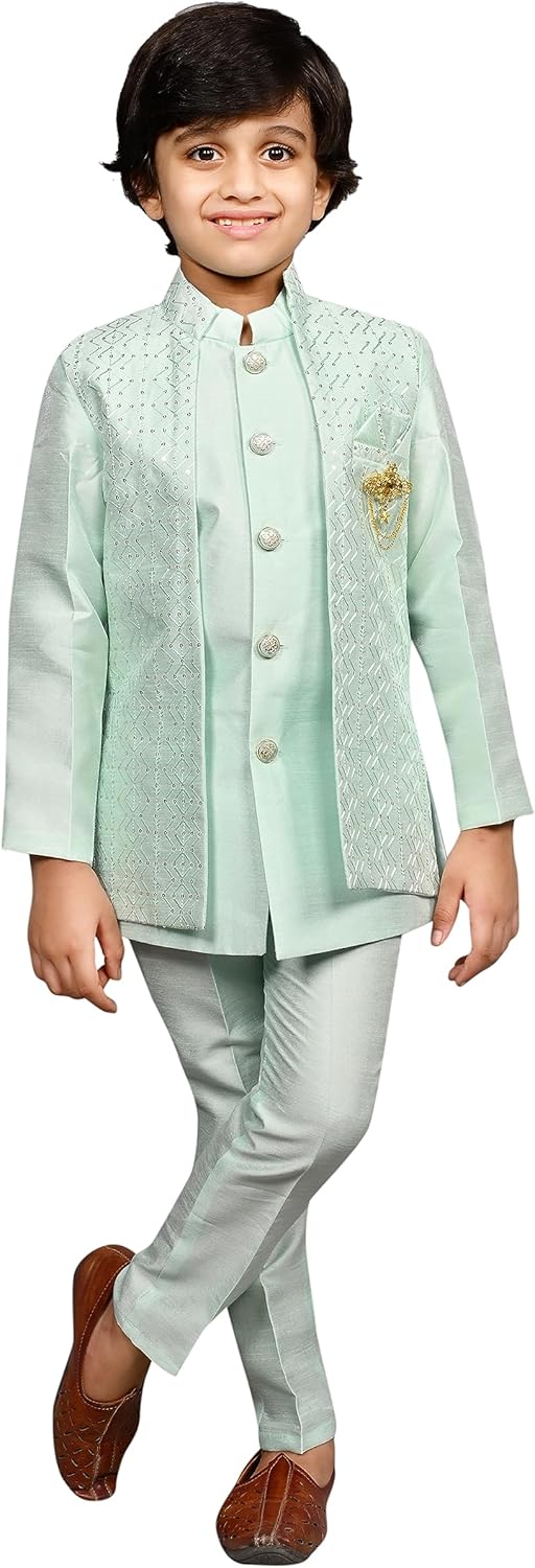AHHAAAA Kids Bohemian Kurta Set - Ethnic Silk Blend Traditional wear for Boys