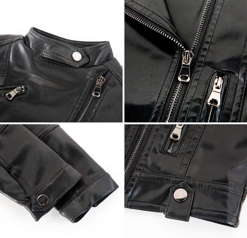 High-Quality Toddler Boys Girls Motorcycle PU Faux Leather Lapel Jackets