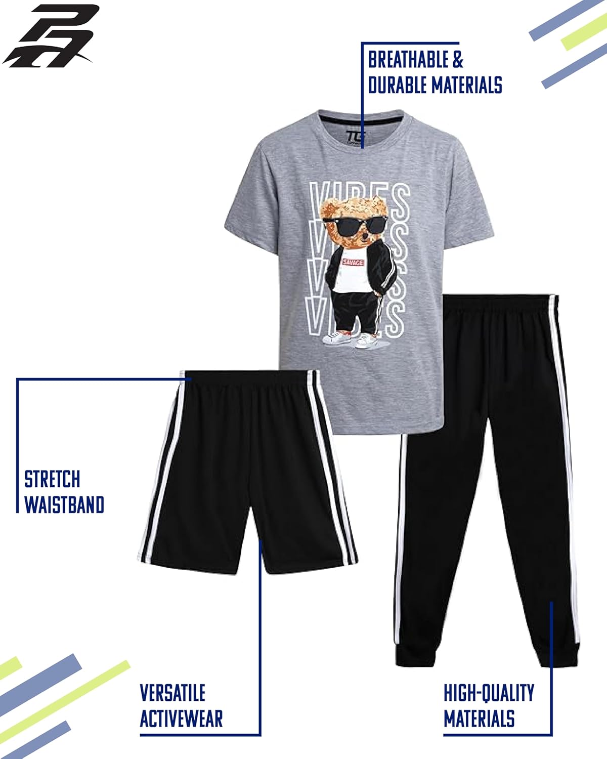 Pro Athlete Boys Active 3-Piece Set