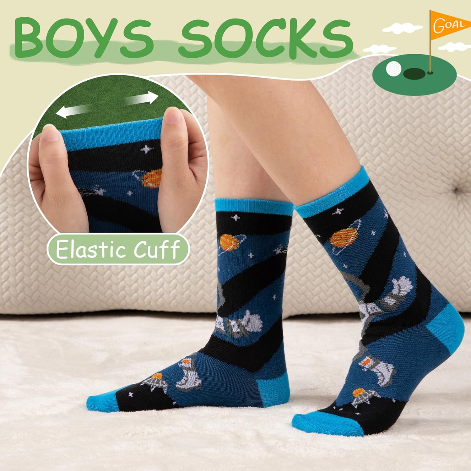 Comfoex Boys Kids Socks - Fun Stripe - 4-10 Years