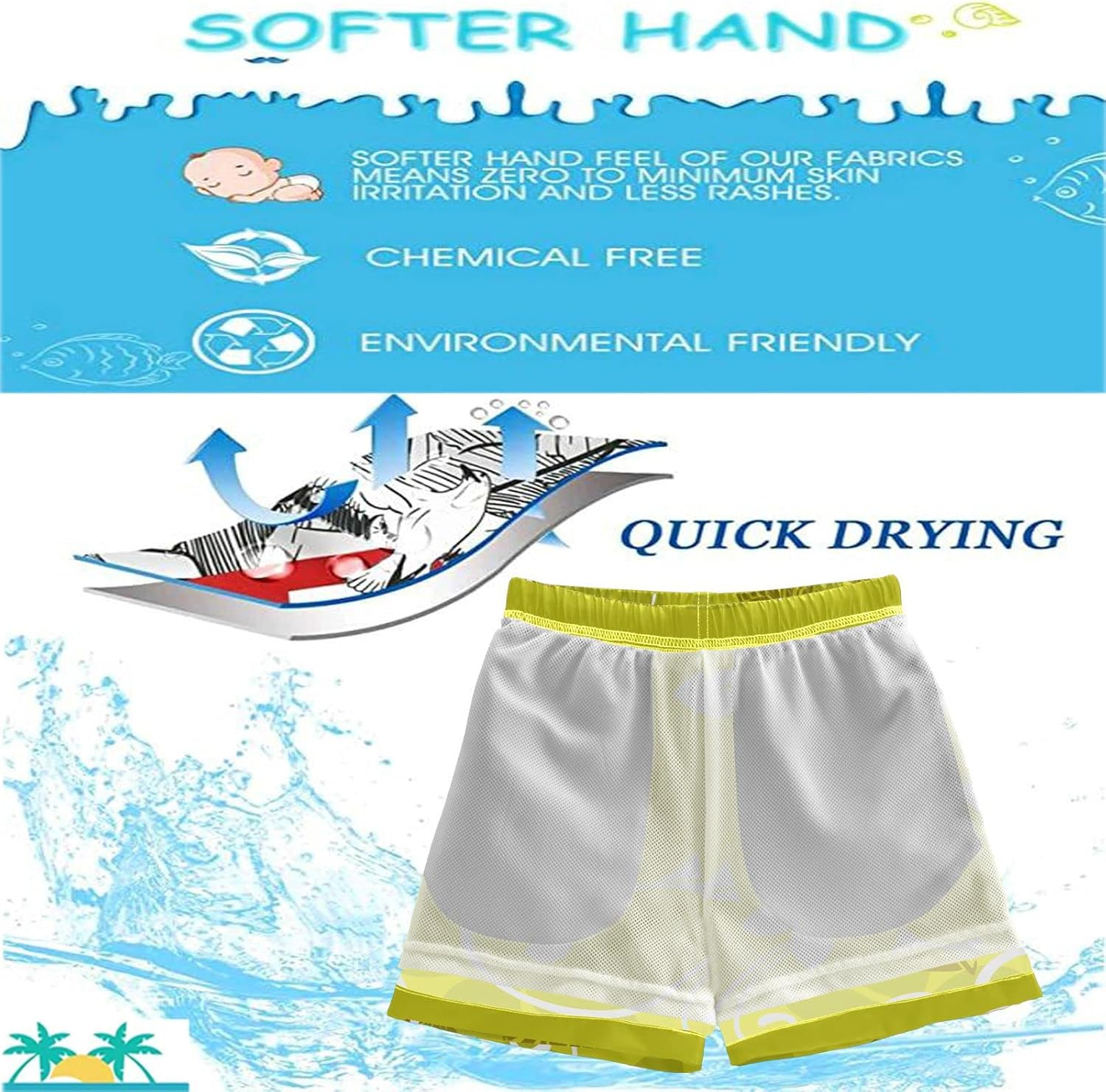 Visesunny Boys Surfers Swim Board Trunks Toddler Quick Dry Size