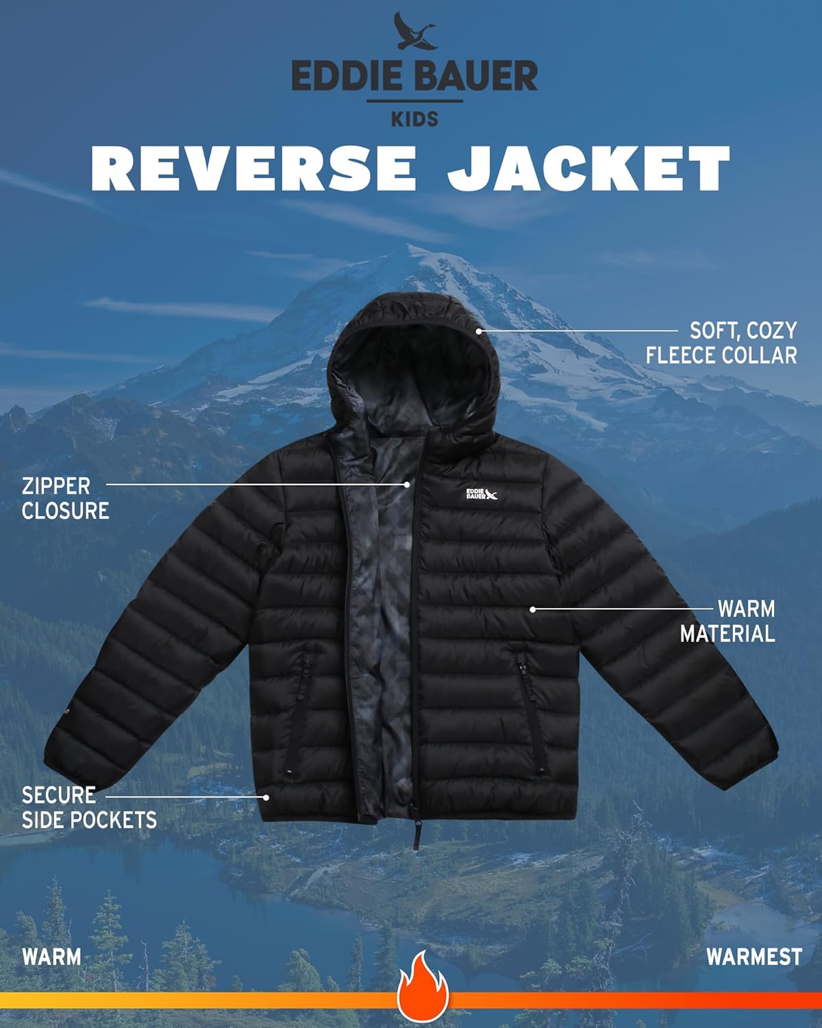 Eddie Bauer Kids Reversible Jacket for Boys Girls 3-20