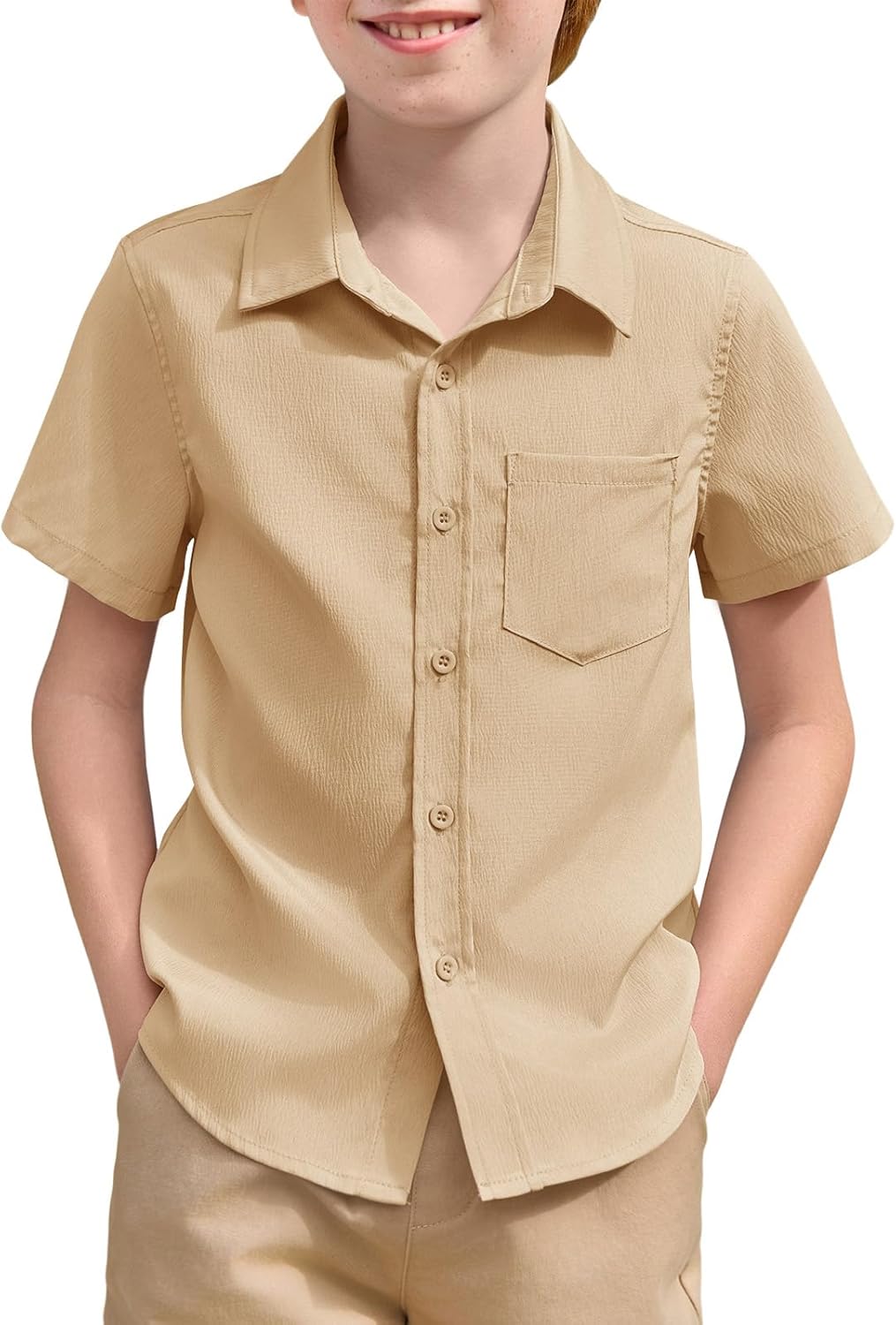 Haloumoning Boys Short Sleeve Button Down Shirts