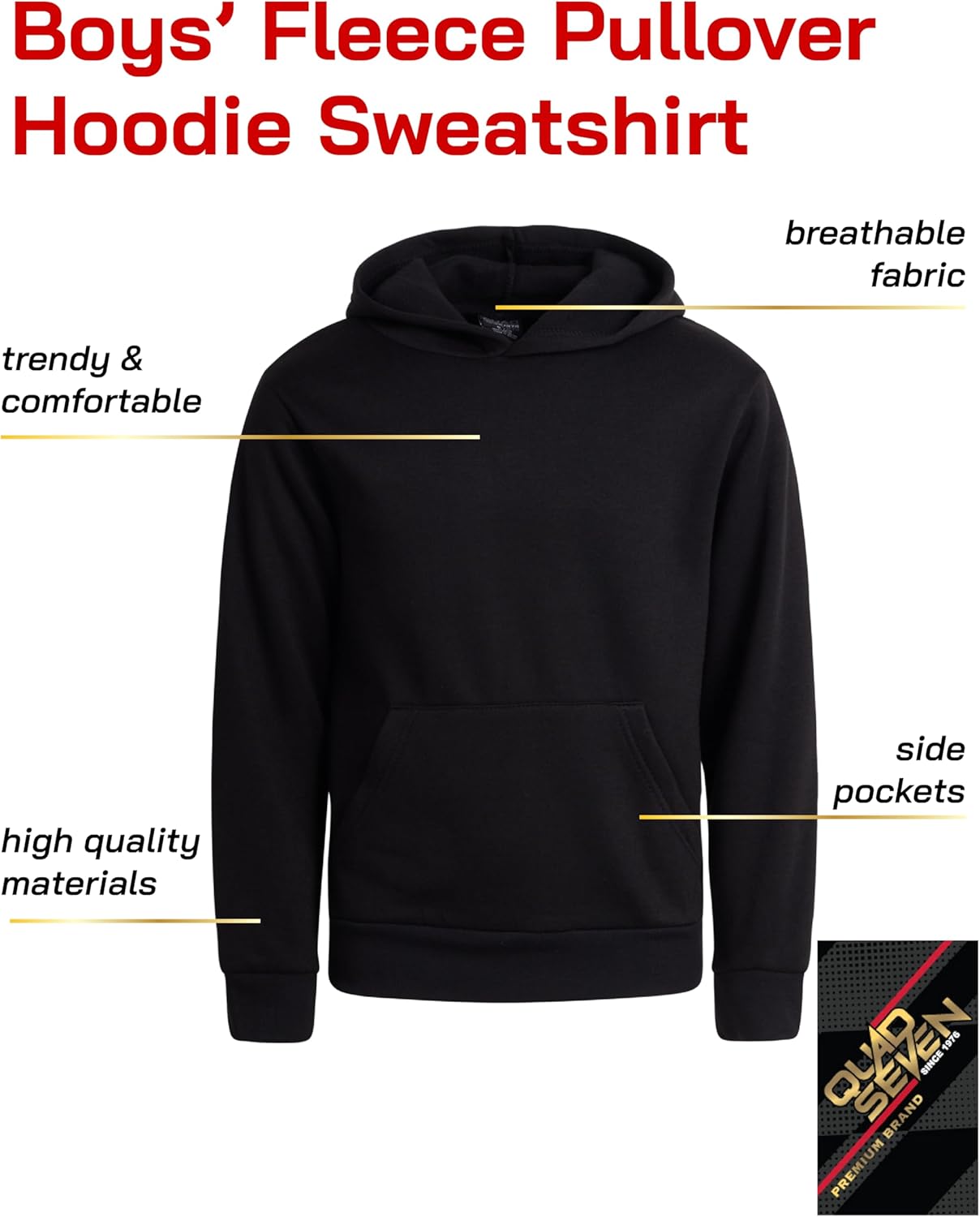 Quad Seven Boys Pullover Kangaroo Pockets 2-Pack Sizes 8-18