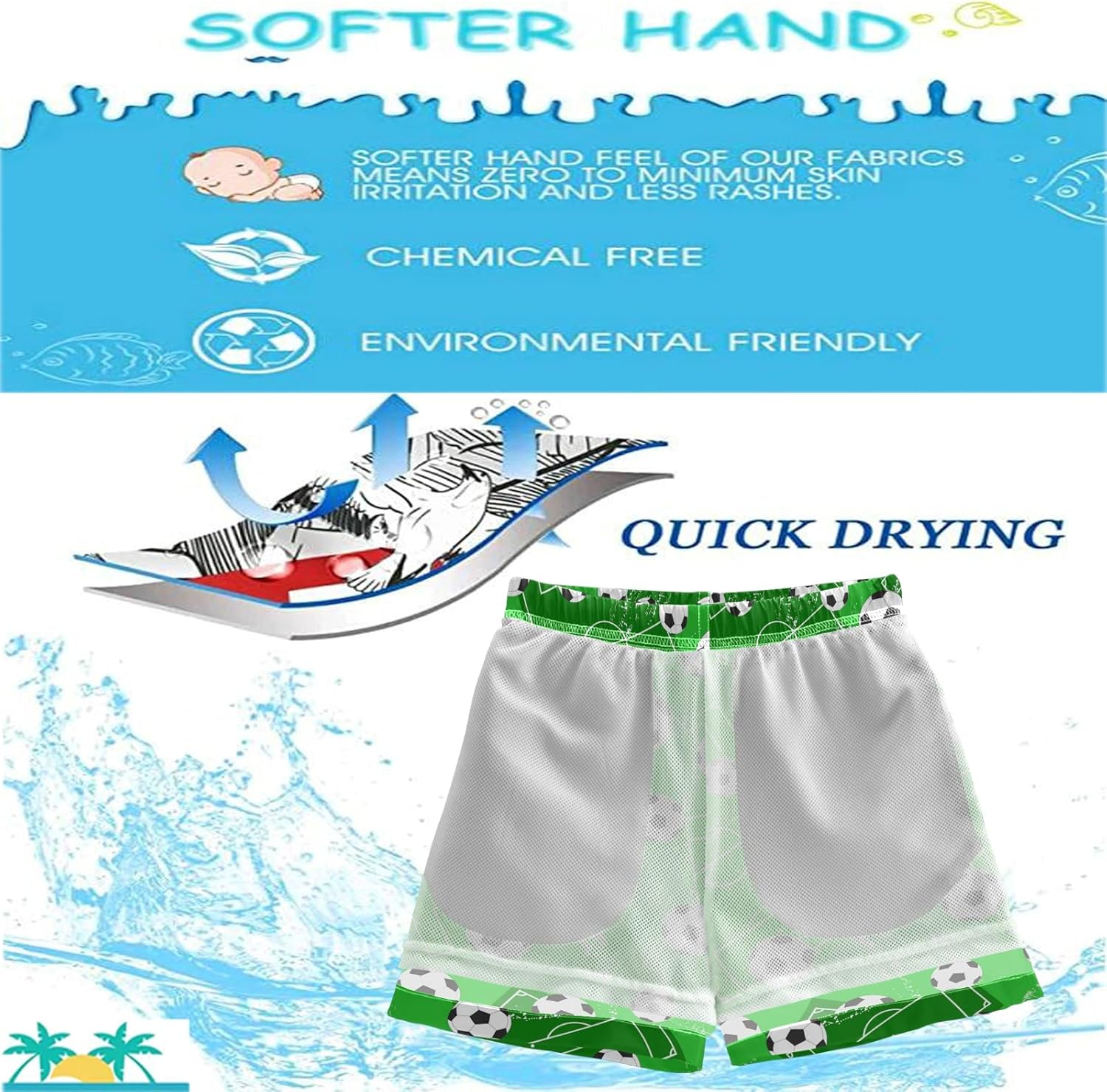 Quick Dry Beach Shorts for Kids