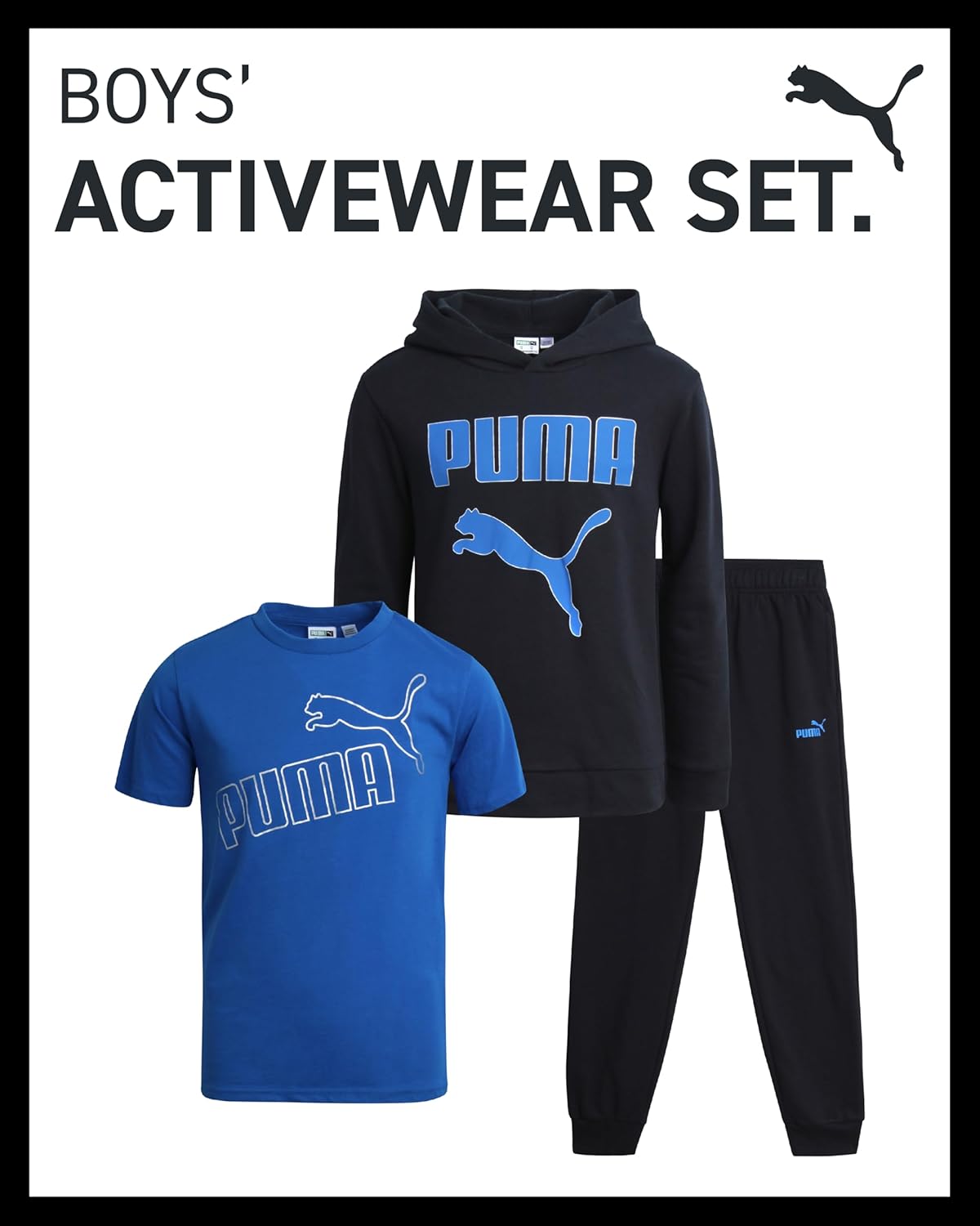 PUMA Boys 3-Piece Jogger Set - Soft Fleece Activewear