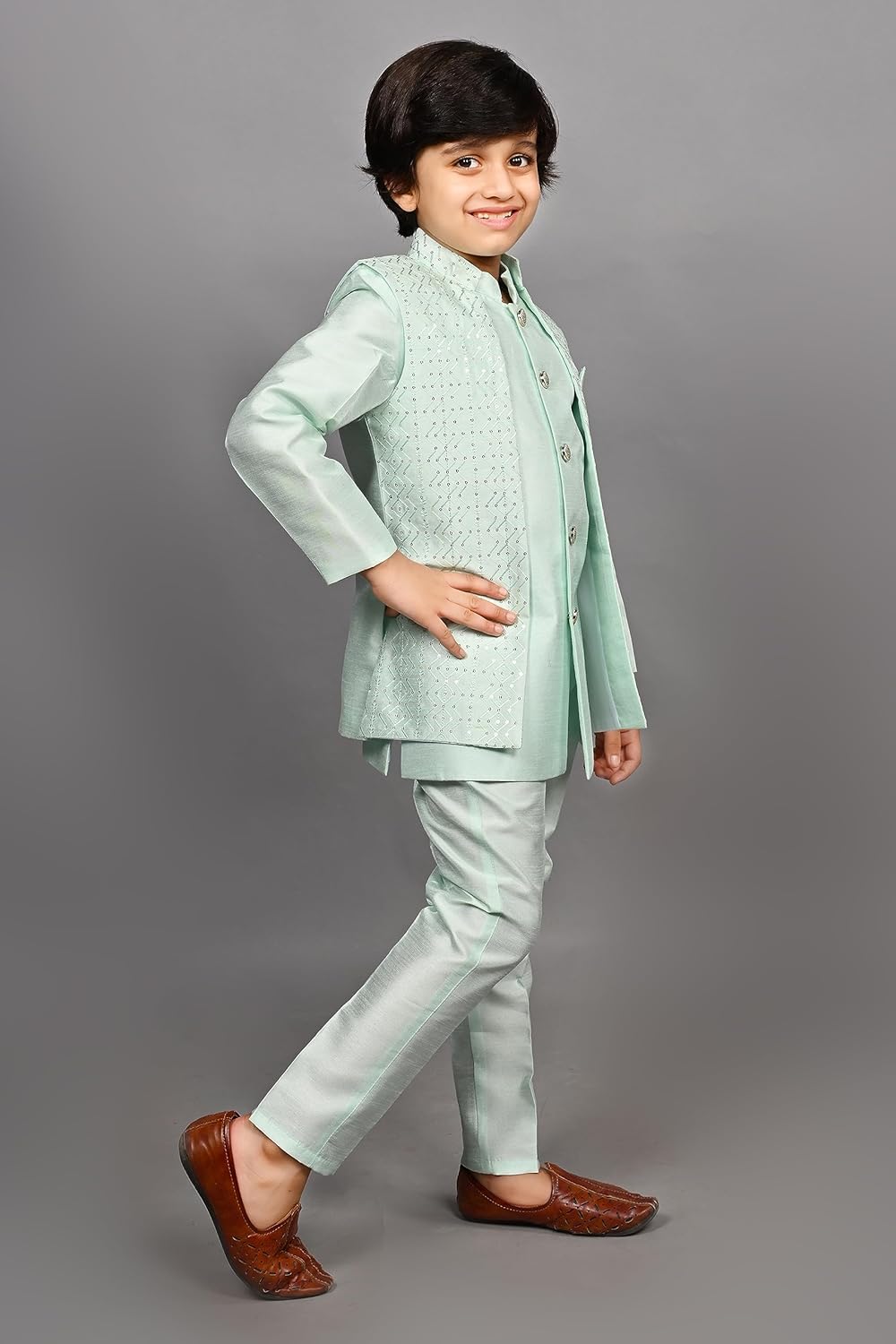 AHHAAAA Kids Bohemian Kurta Set - Ethnic Silk Blend Traditional wear for Boys