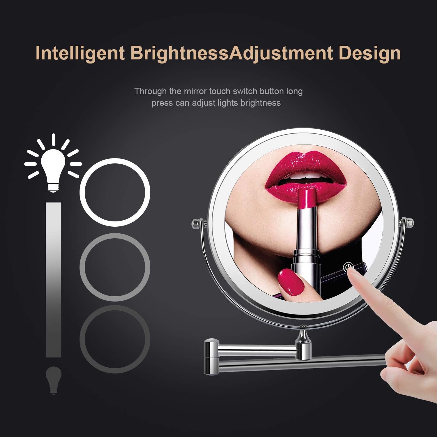 LCARY 360-Degree Rotating Wall-Mounted Makeup Mirror