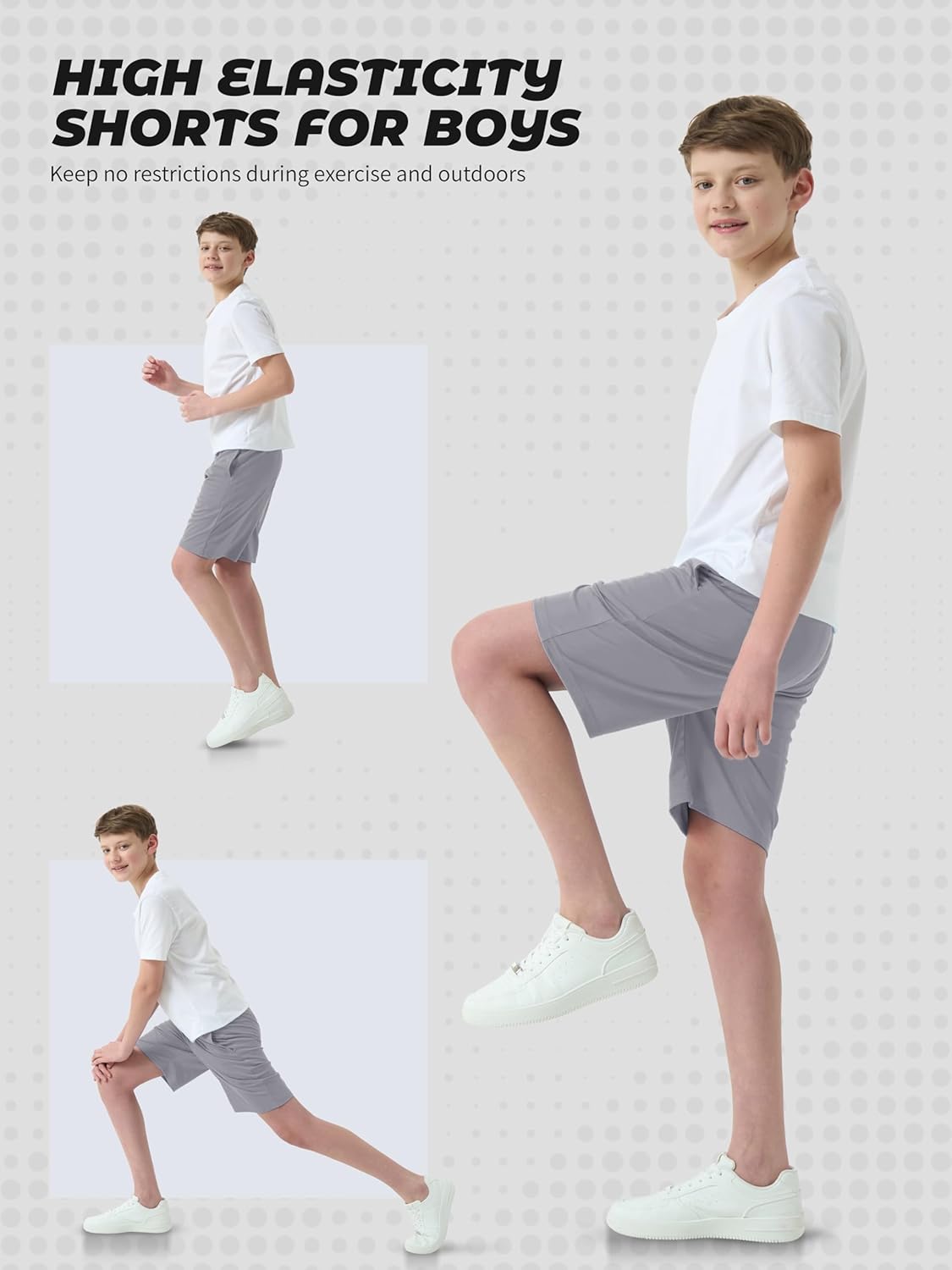 Sturdy 5-Pack Boys Shorts with Pockets Dry Fit Arch Support