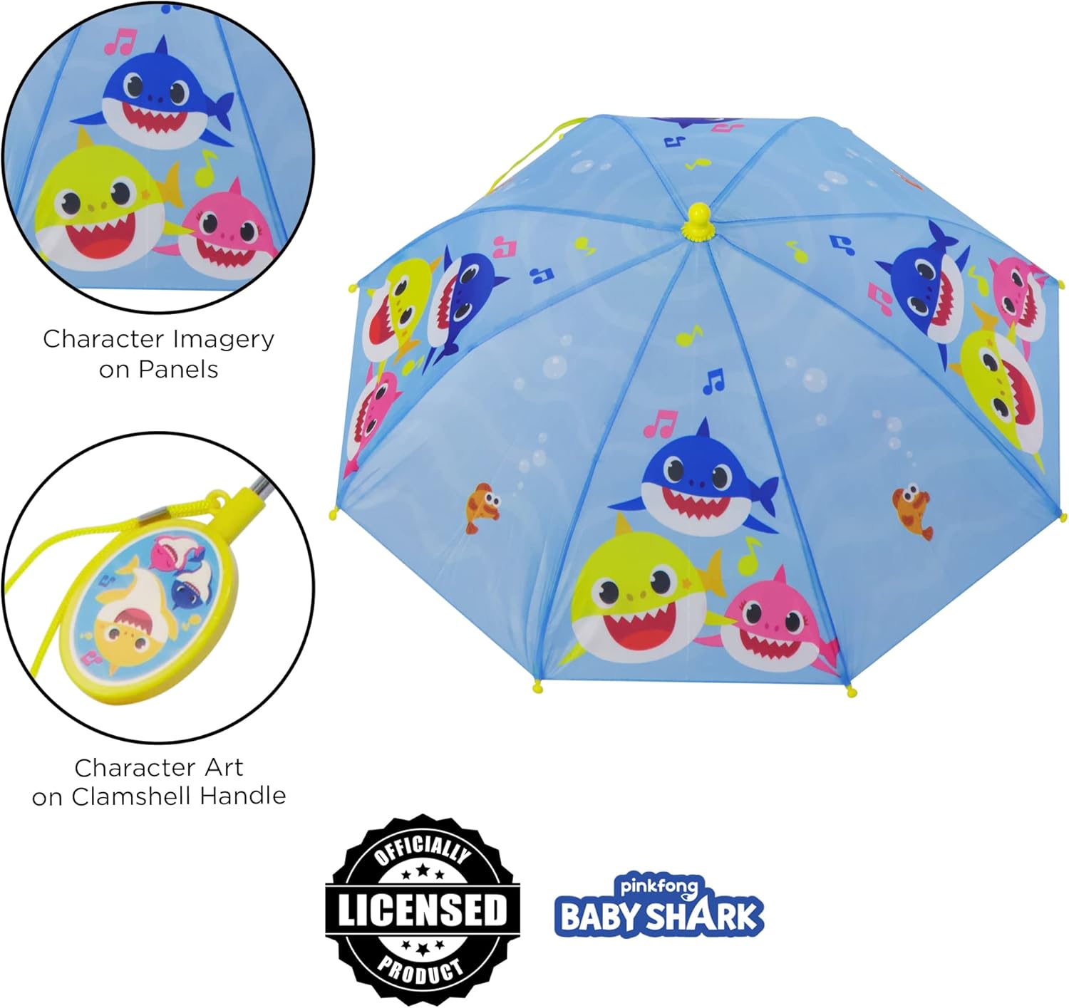 Nickelodeon Boys Umbrella Poncho Set Baby Shark Toddler Rain Protection