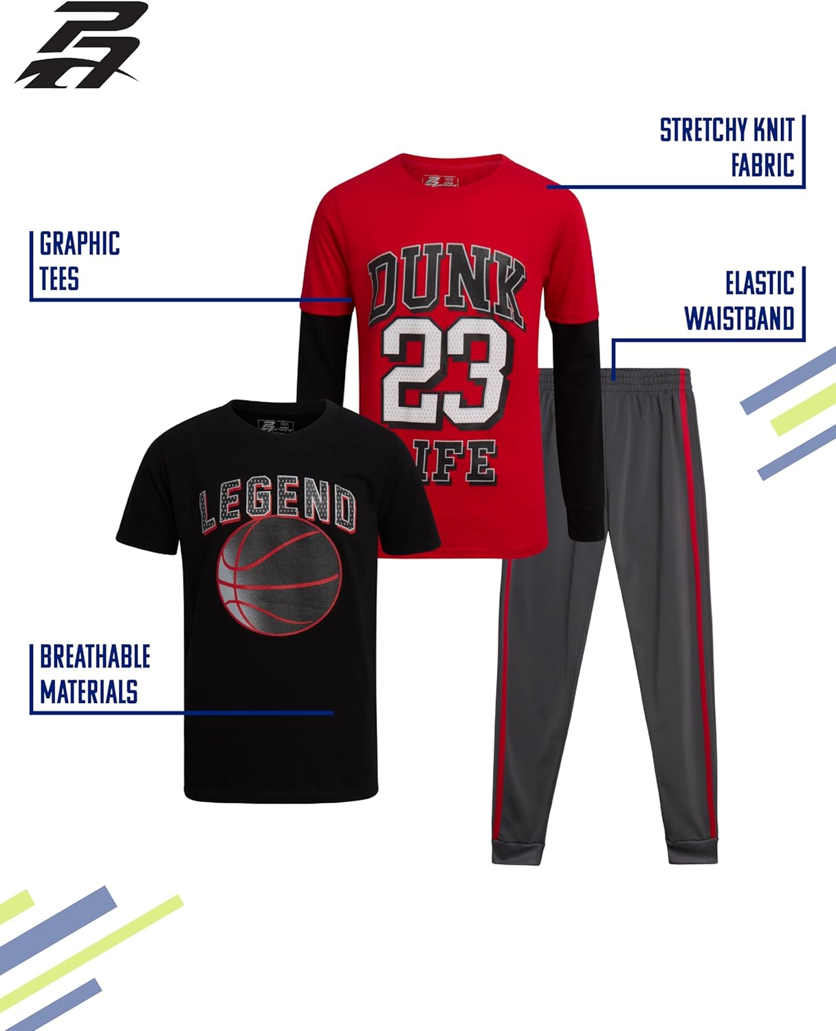 Bounce and Style Pro Athlete Boys 3-Piece Tracksuit Set