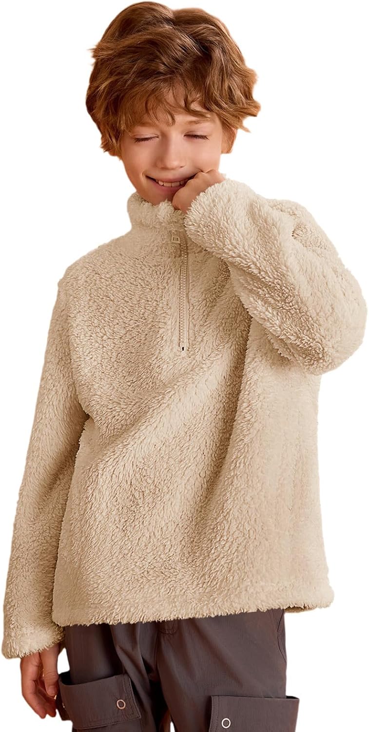 Haloumoning Boys Warm Cozy Fleece Sherpa Jacket for Kids 5-14 Years