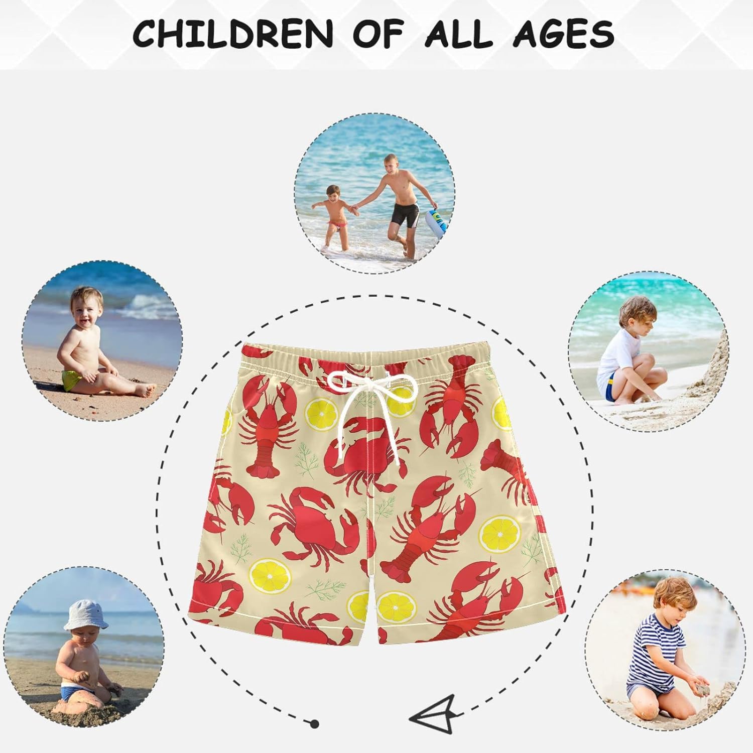 visesunny Boys Casual Board Shorts with Funny Floral Patterns