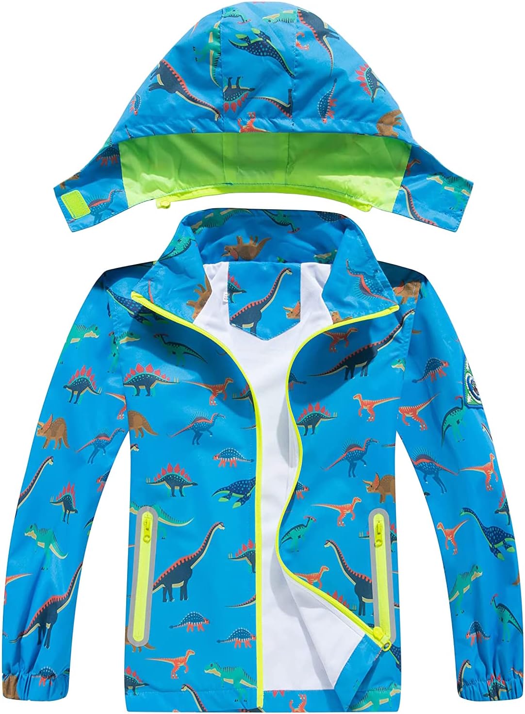 boys rain jacket waterproof Kids jacket - Detachable Hood Lightweight Windproof