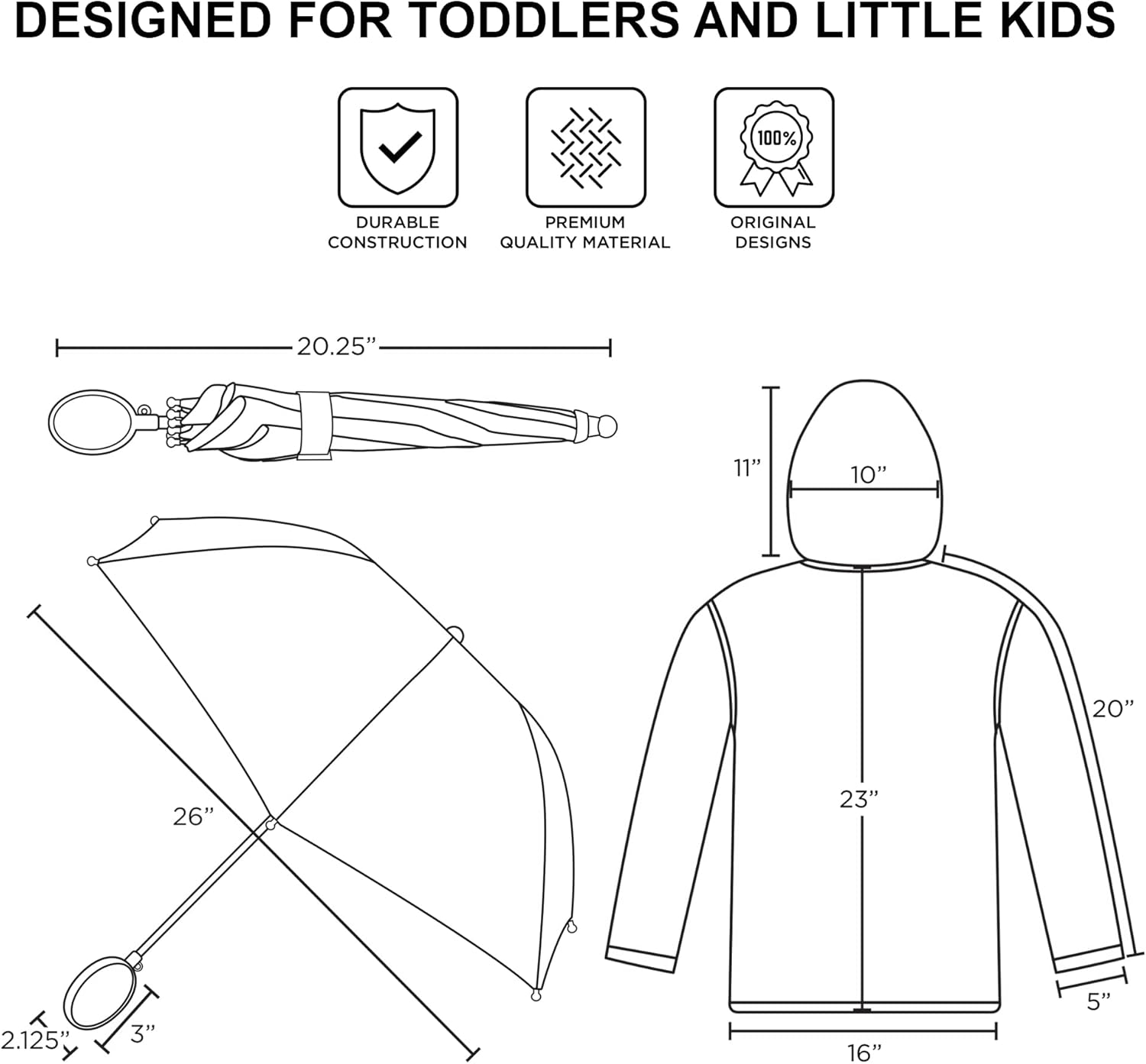 Nickelodeon Boys Umbrella Poncho Set Baby Shark Toddler Rain Protection