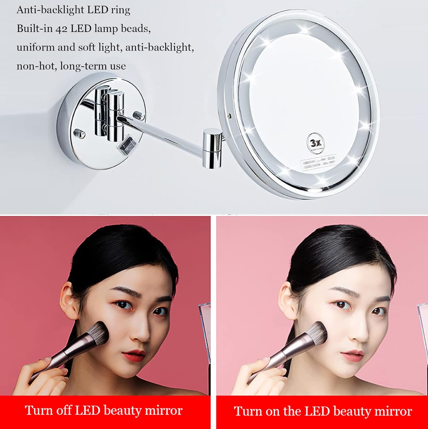 1 Set Crystal Hair Comb and Makeup Mirror Kit
